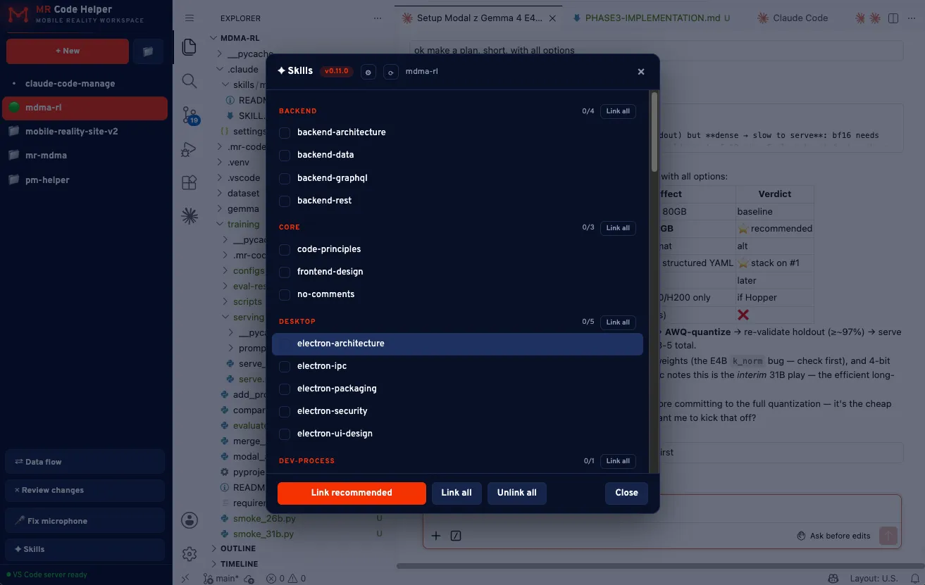 Skills – curated library of engineering best practices linked into the agent workflow