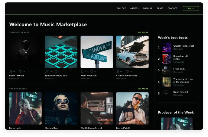 audioMusicMarketplace app first screenshot